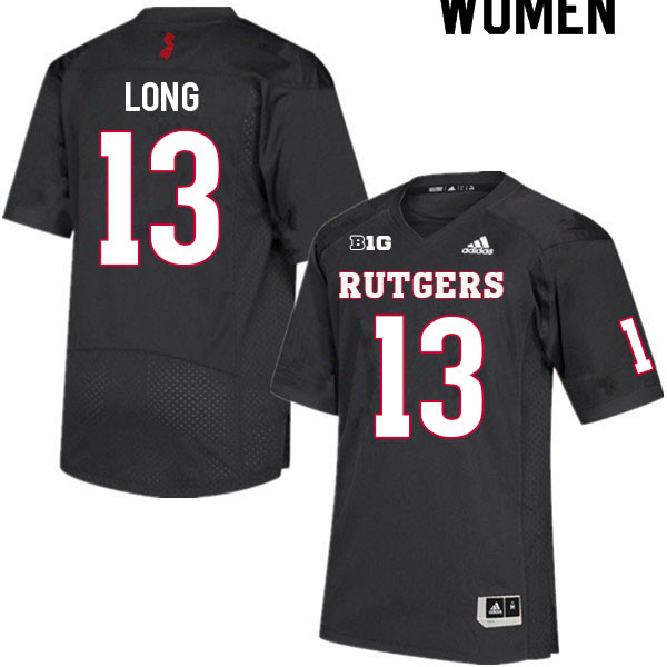 Women #13 Chris Long Rutgers Scarlet Knights College Football Jerseys Sale-Black - Click Image to Close
